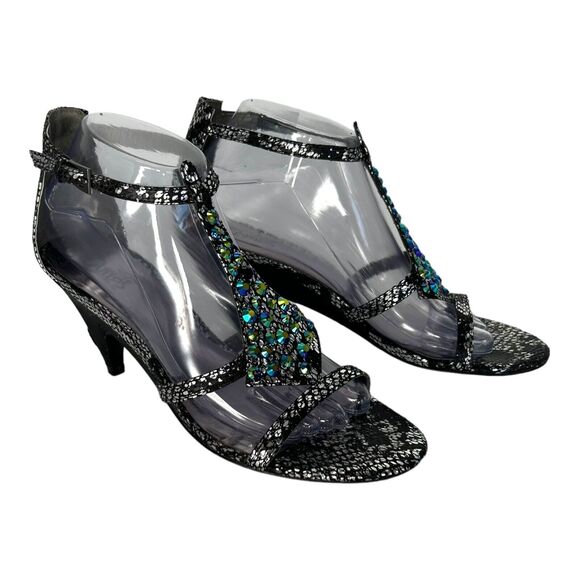 CARLOS SANTANA‎ Starlet Gladiator Black Glitter Crystal Sandals Shoes Size 8 - Picture 7 of 10
